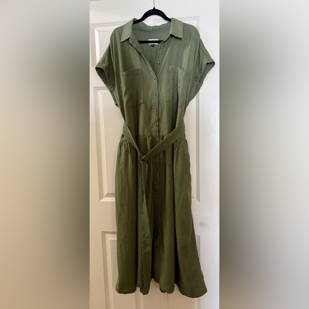 Universal Thread Olive Green Button-Front Maxi Shirt Dress - Picture 7 of 10